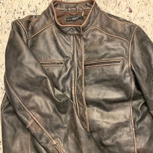 Distressed leather moto jacket 2XT